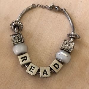 Read Bracelet Silver Tone CZ Stones New